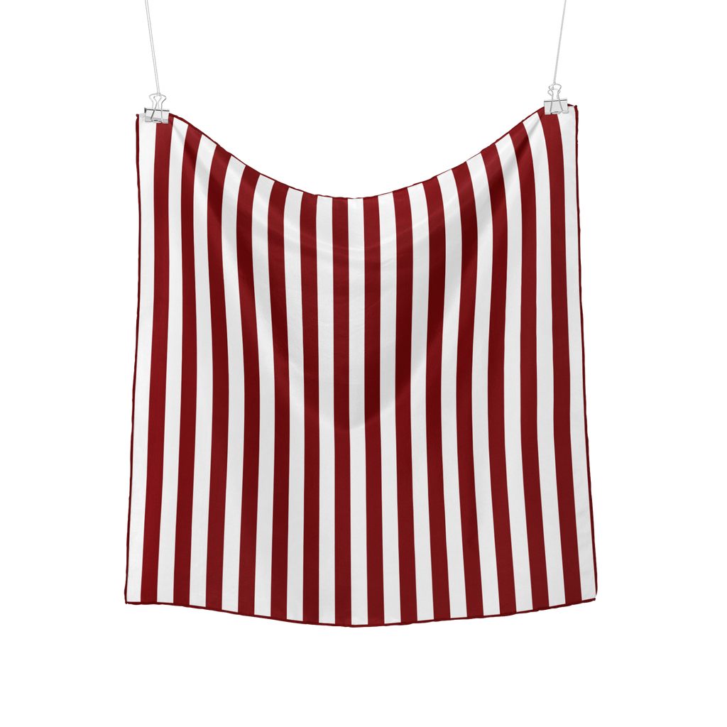 Burgundy Breton Striped Silk Scarf - 110x110 Cm