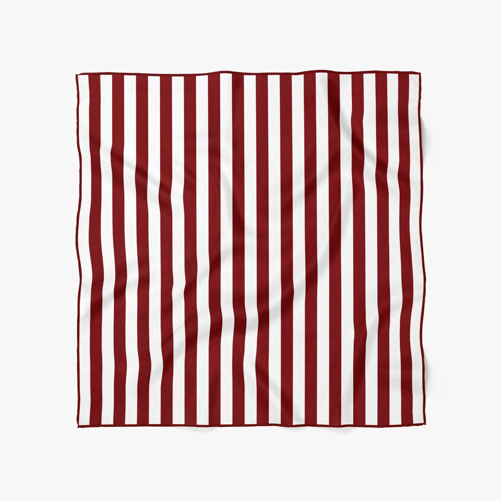 Burgundy Breton Striped Silk Scarf - 110x110 Cm