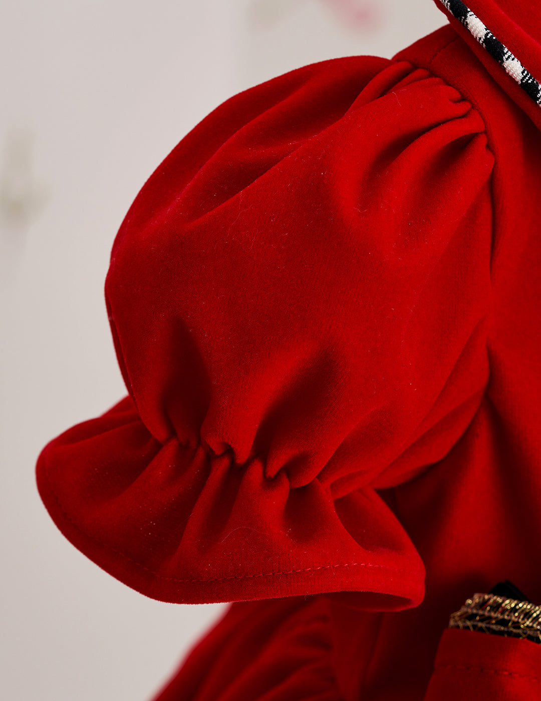 Wreath Embroidered Plaid Detail Christmas Dress