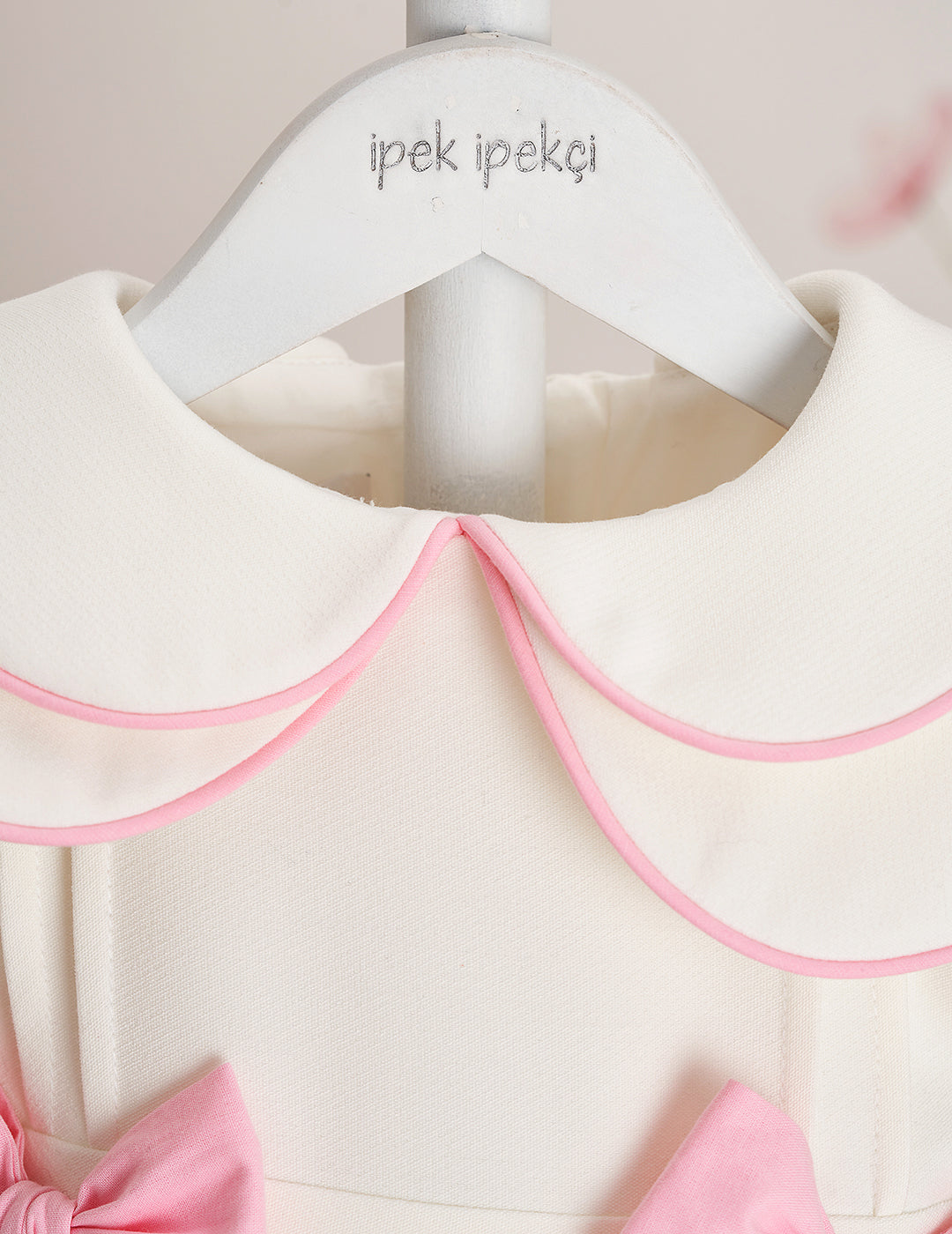 Double Bow Double Peter Pan Collar Detail Embroidered Dress