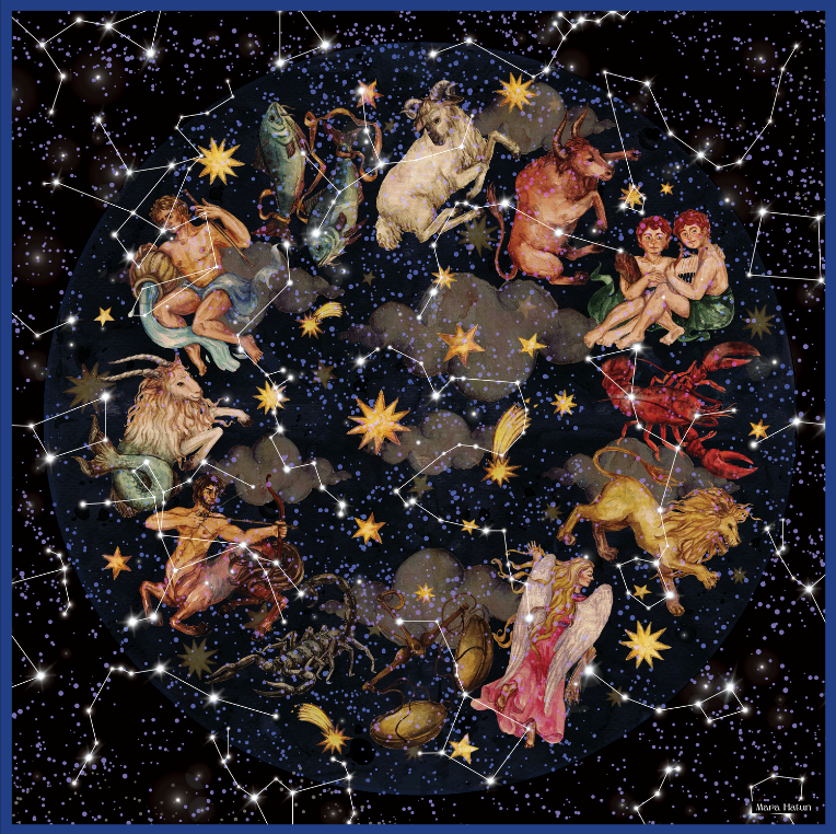 Cosmos Silk Scarf / Scarf - 140 X 140 Cm
