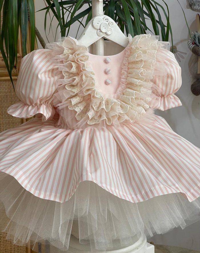 Pink Striped Special Occasion Dress