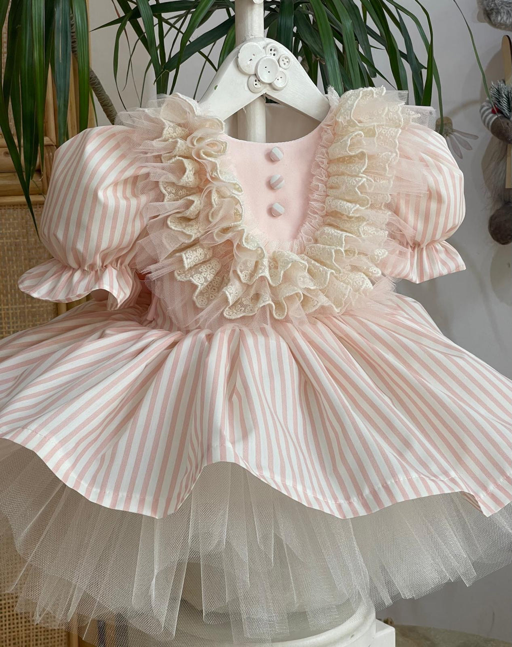 Pink Striped Special Occasion Dress