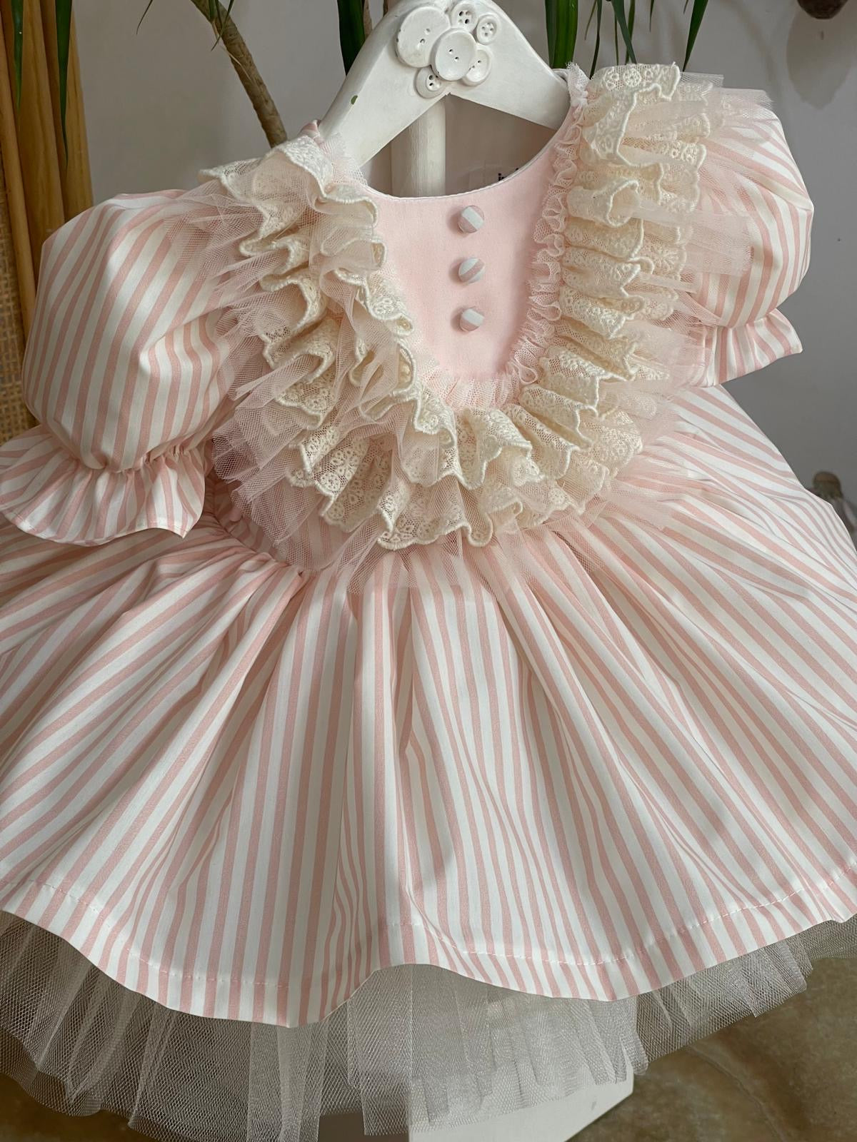 Pink Striped Special Occasion Dress