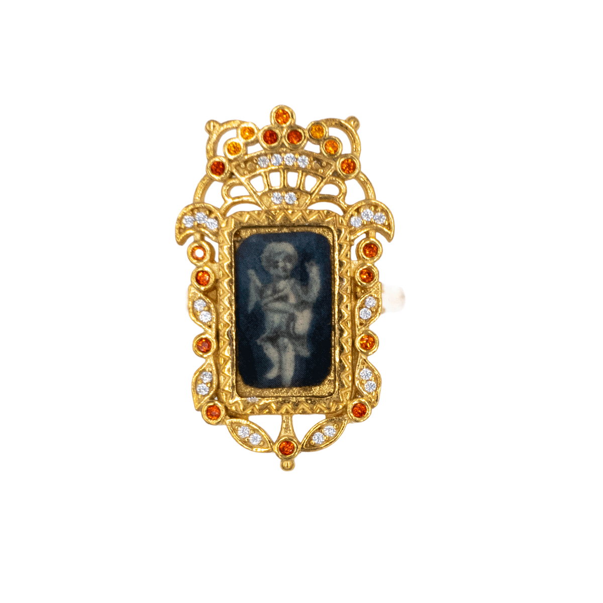 Angelus Victorian Ring, Orange Stone