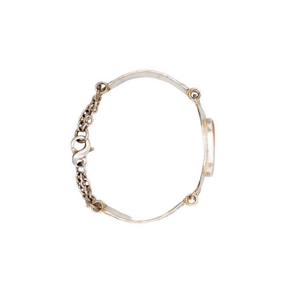 Nefertiti Silver Bracelet, Orange Enamel