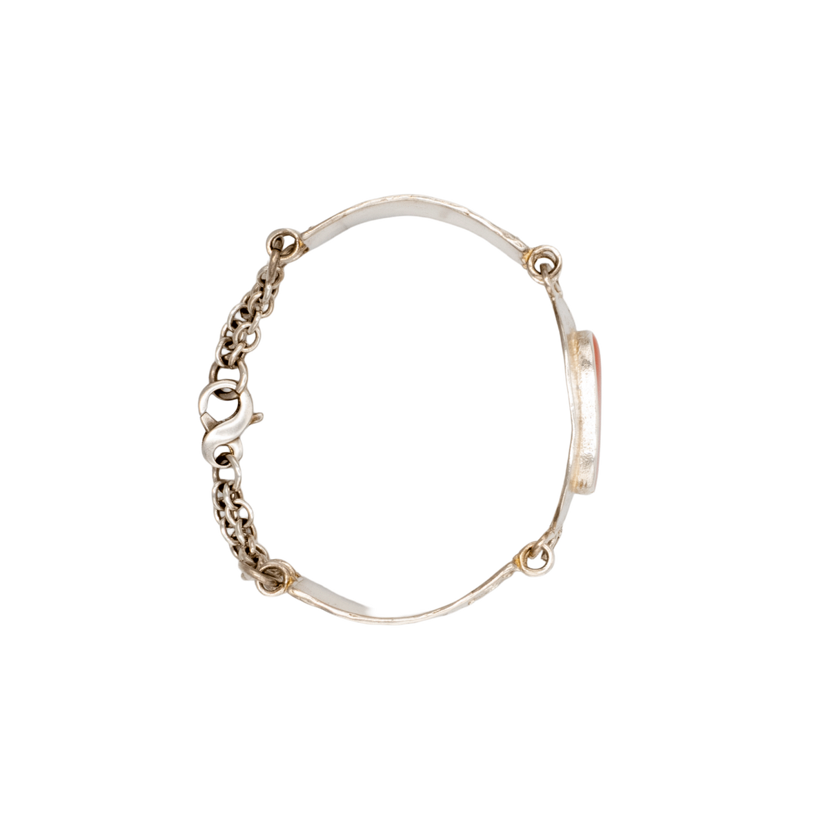 Nefertiti Silver Bracelet, Orange Enamel
