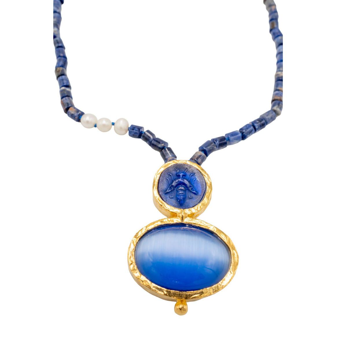Eyes Antique Lapis Necklace, Navy