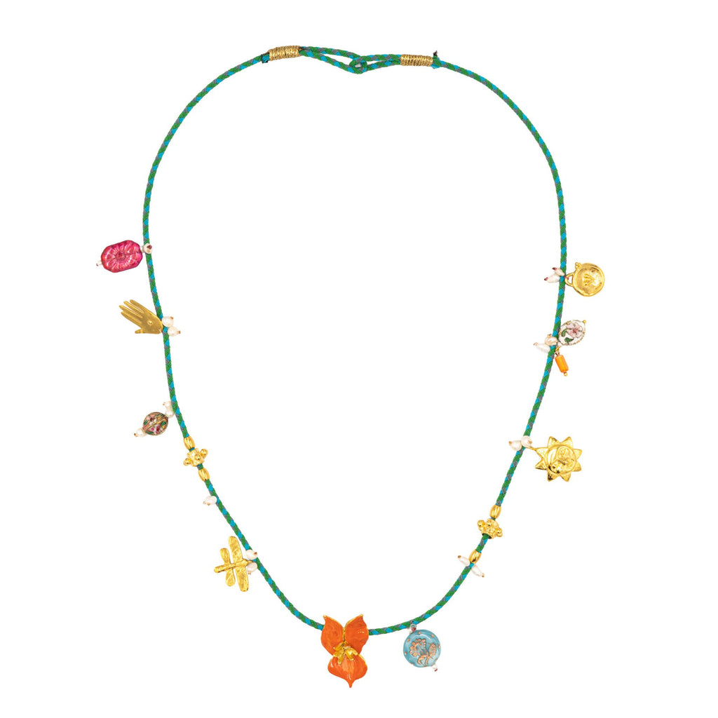Orange Bloom Charm Necklace