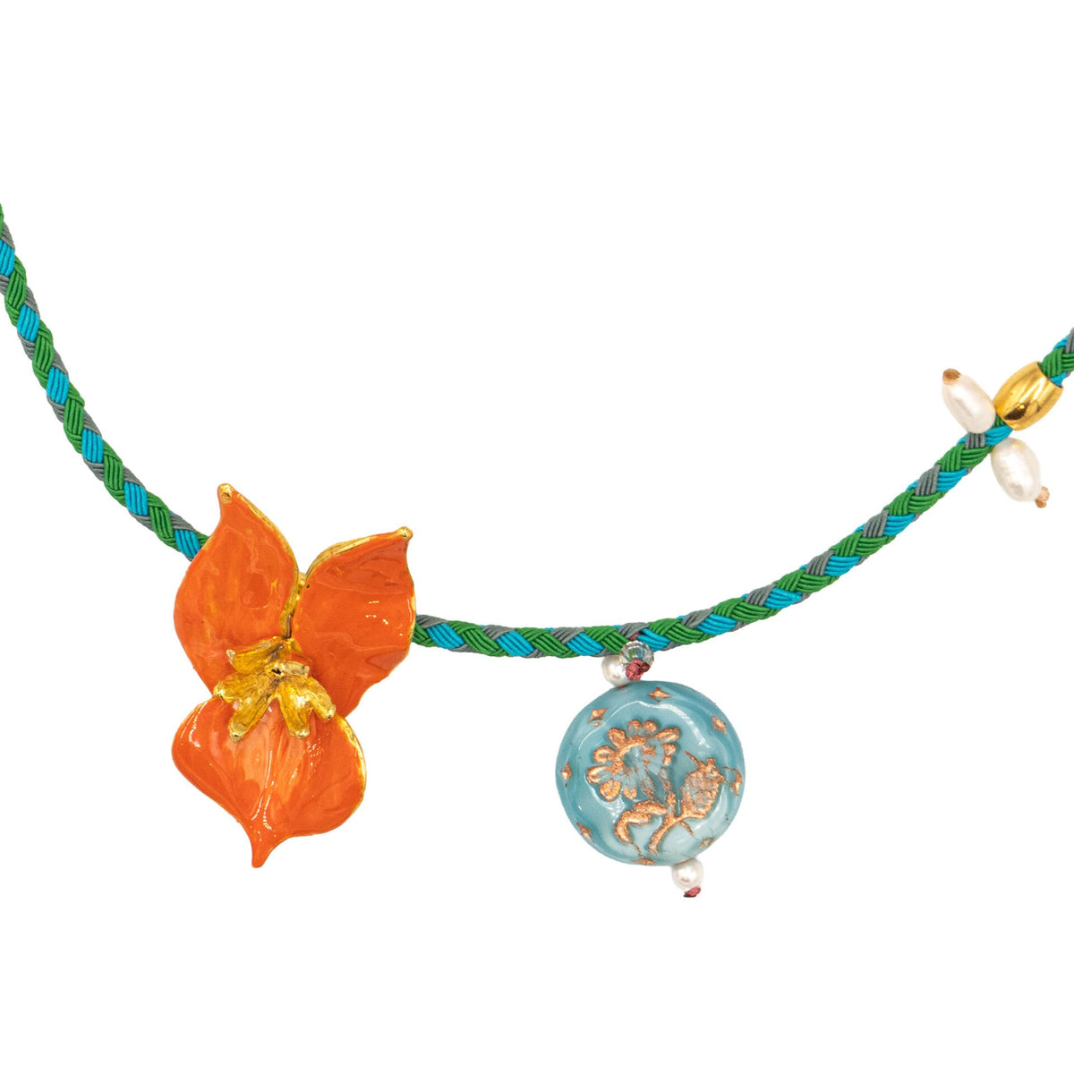 Orange Bloom Charm Necklace