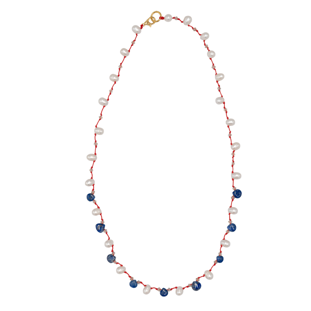 Blue Pearl Gemstone Necklace
