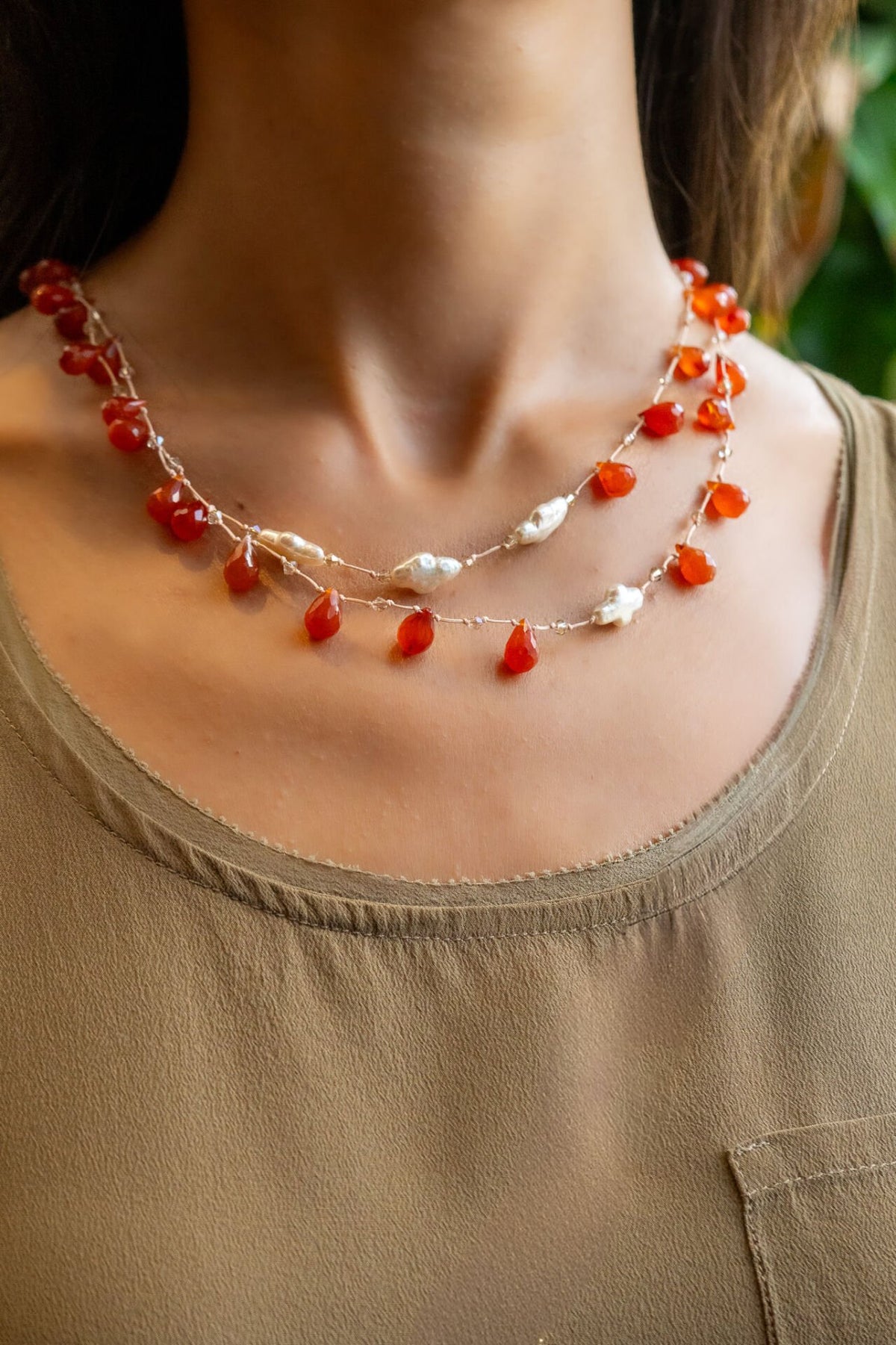 Orange Moon Baroque Pearl Necklace