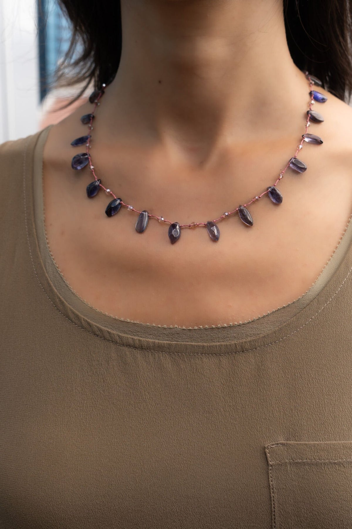 Purple Drop Gemstone Necklace