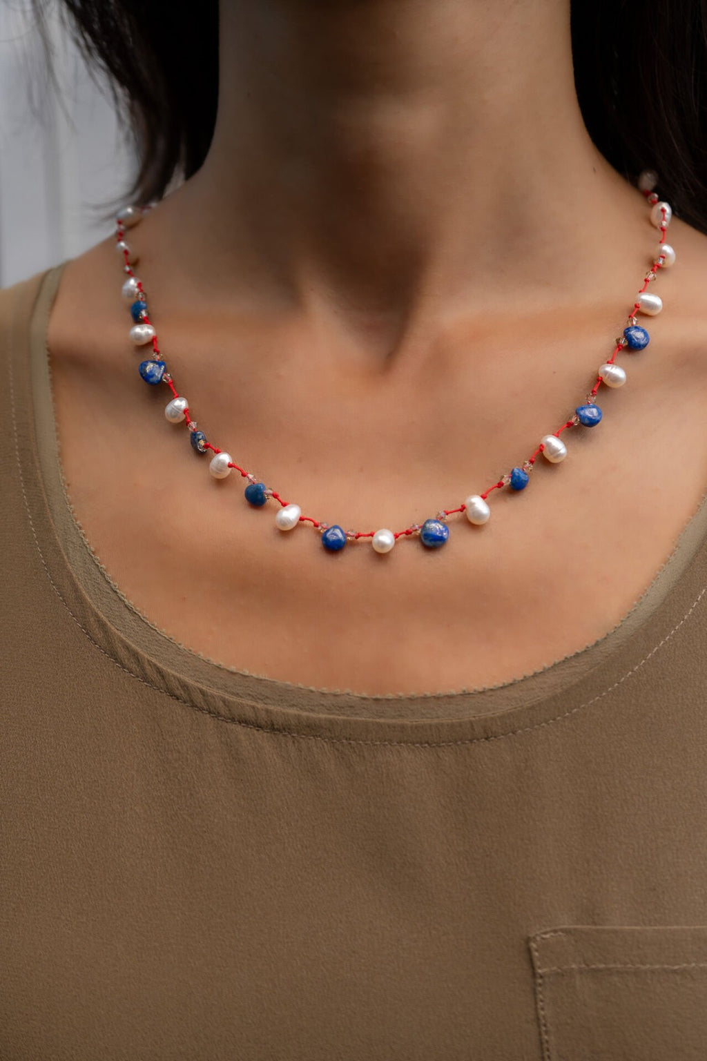 Blue Pearl Gemstone Necklace