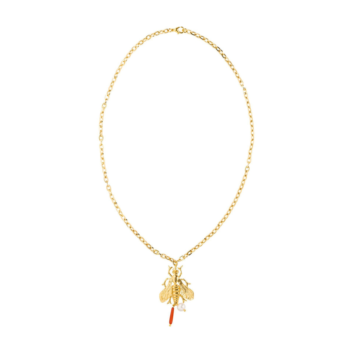 Coral Bee Necklace