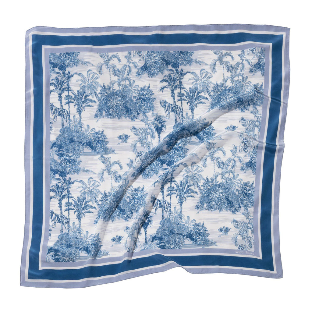 Toile de Jouy Azure - 105 X 105 Cm Silk Scarf