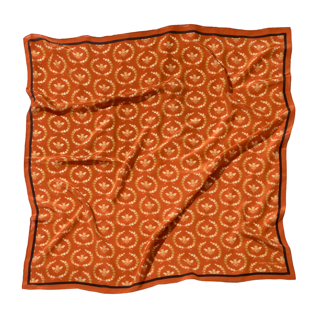 Mono Mara Orange Silk Scarf - 105 X 105 Cm