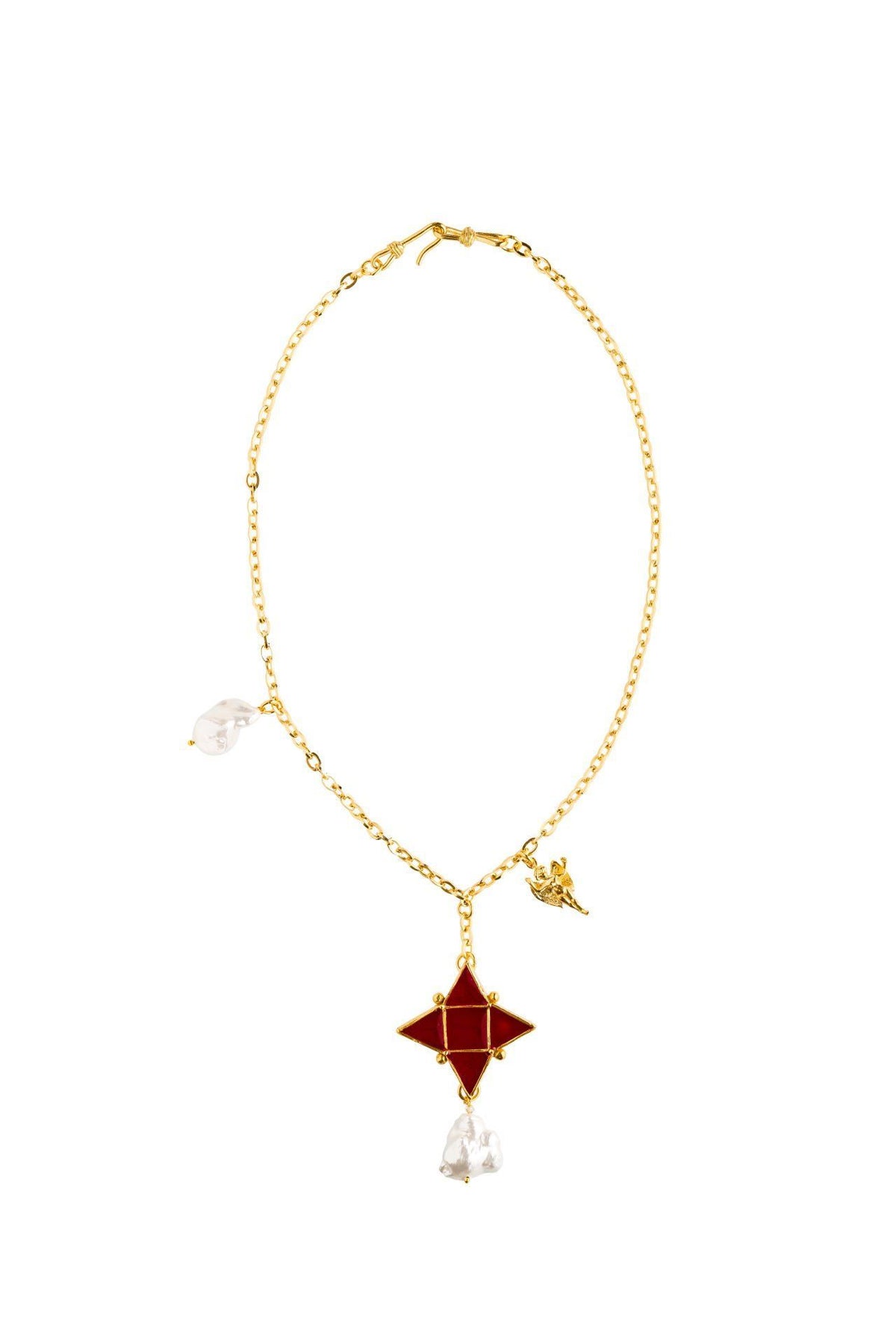 Baroque Red Star Necklace, Incili