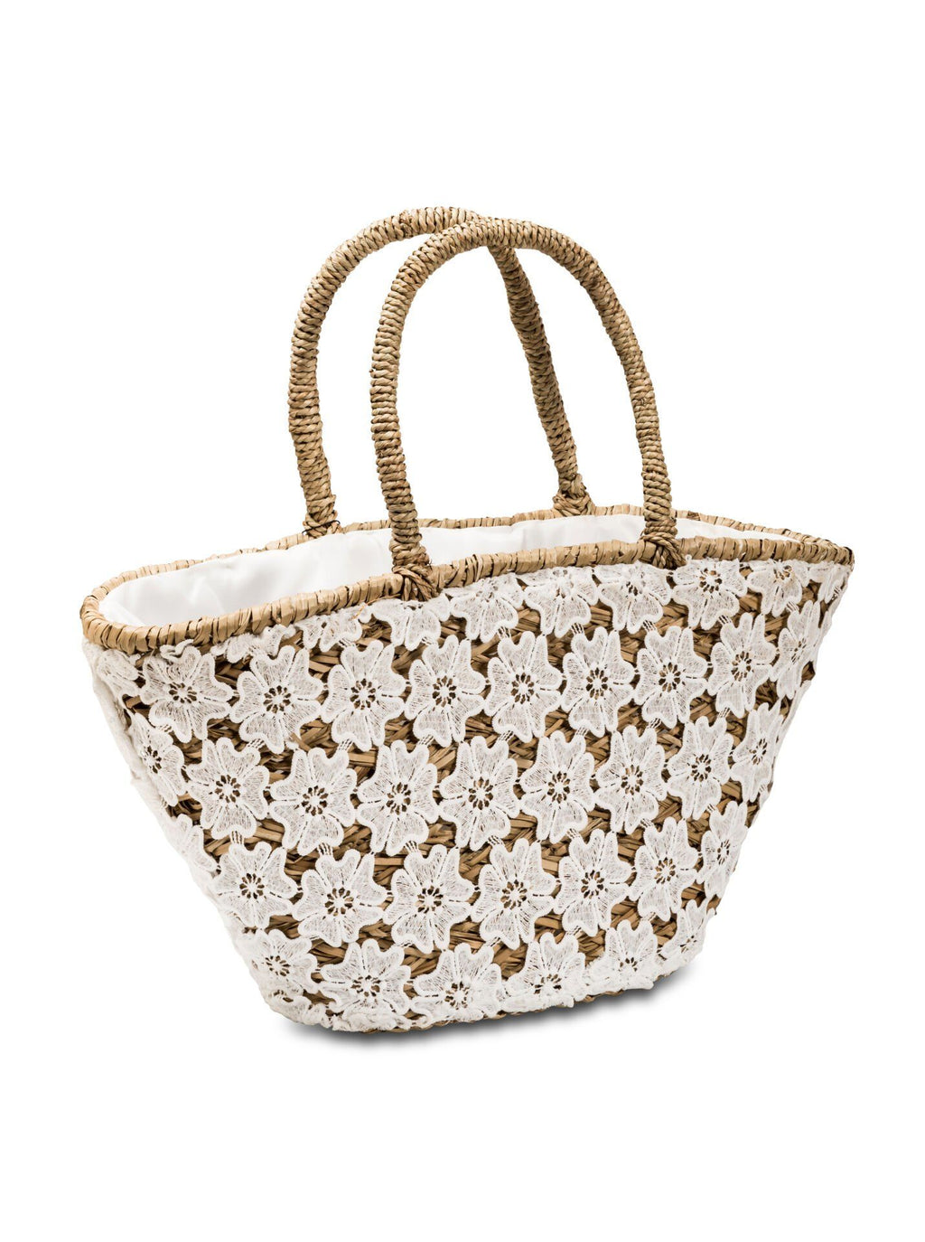 Floral Lace Straw Bag