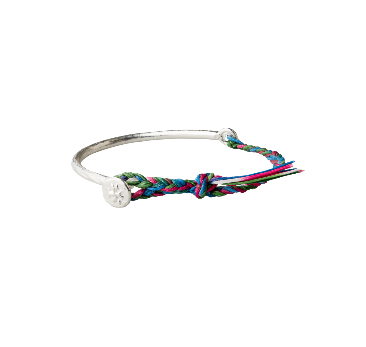 Wish Silver Bracelet, Multicolour Cord