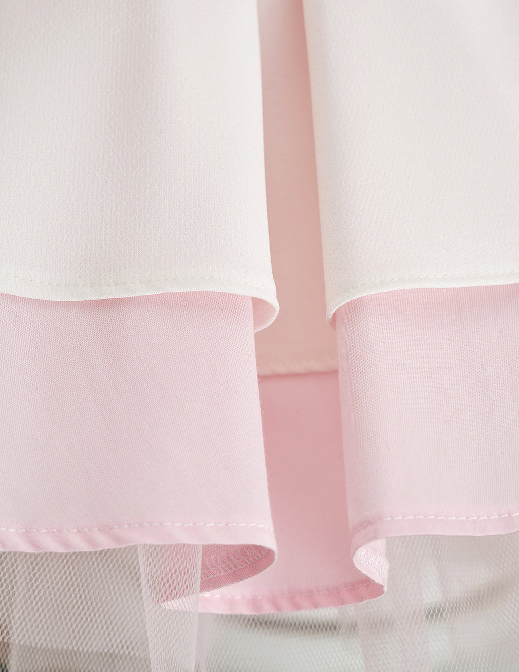Pink Detail Double Skirt Embroidered Dress