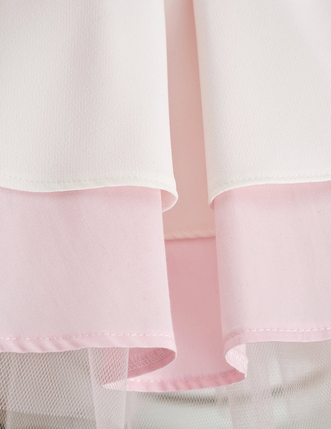 Pink Detail Double Skirt Embroidered Dress
