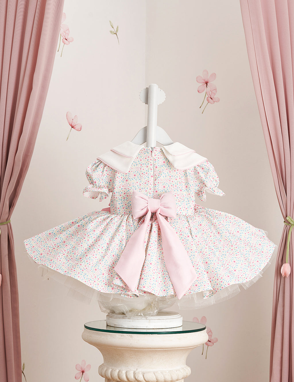 Bow Detail Pink Floral Dress