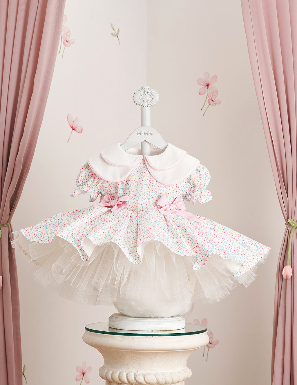 Bow Detail Pink Floral Dress