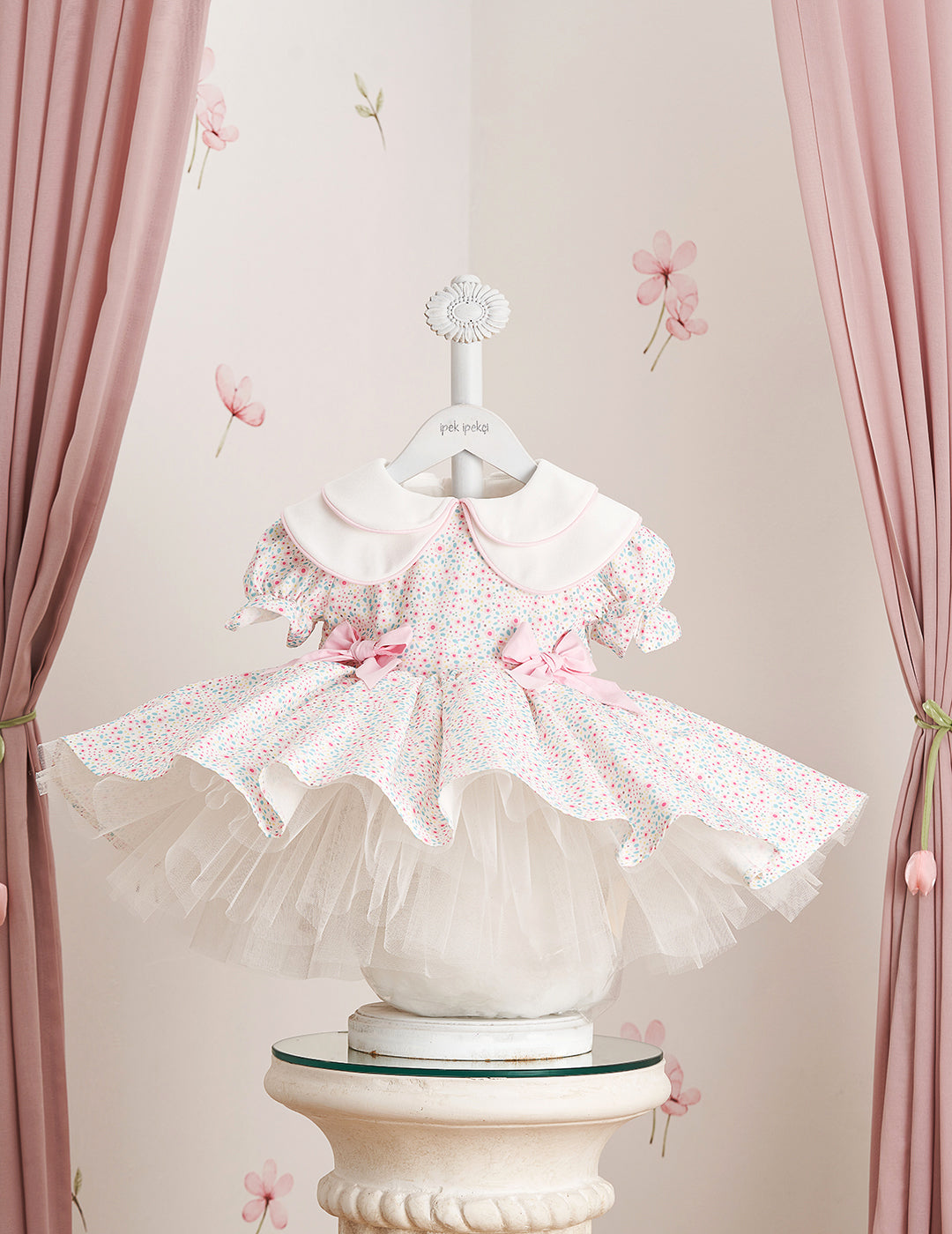 Bow Detail Pink Floral Dress