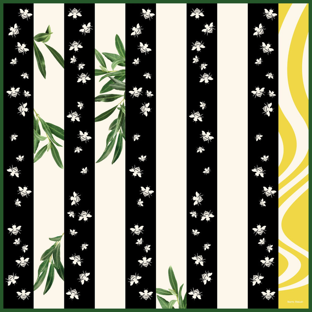 Flying Bee Silk Scarf - 140 X 140 Cm