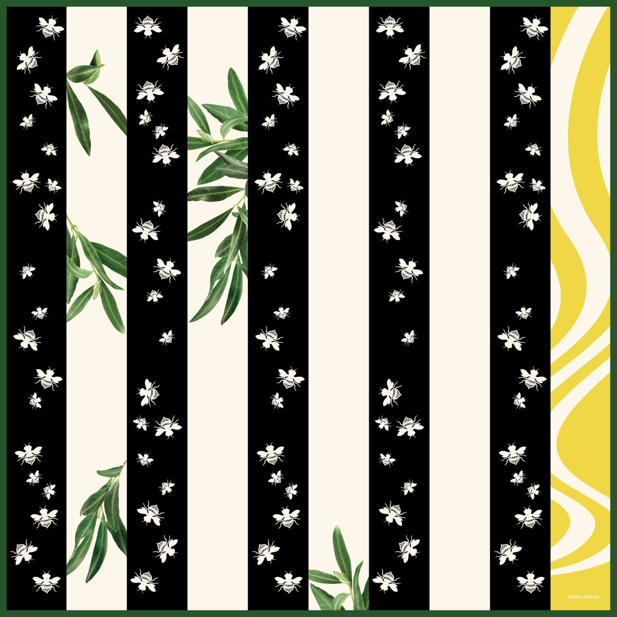 Flying Bee Silk Scarf - 140 X 140 Cm