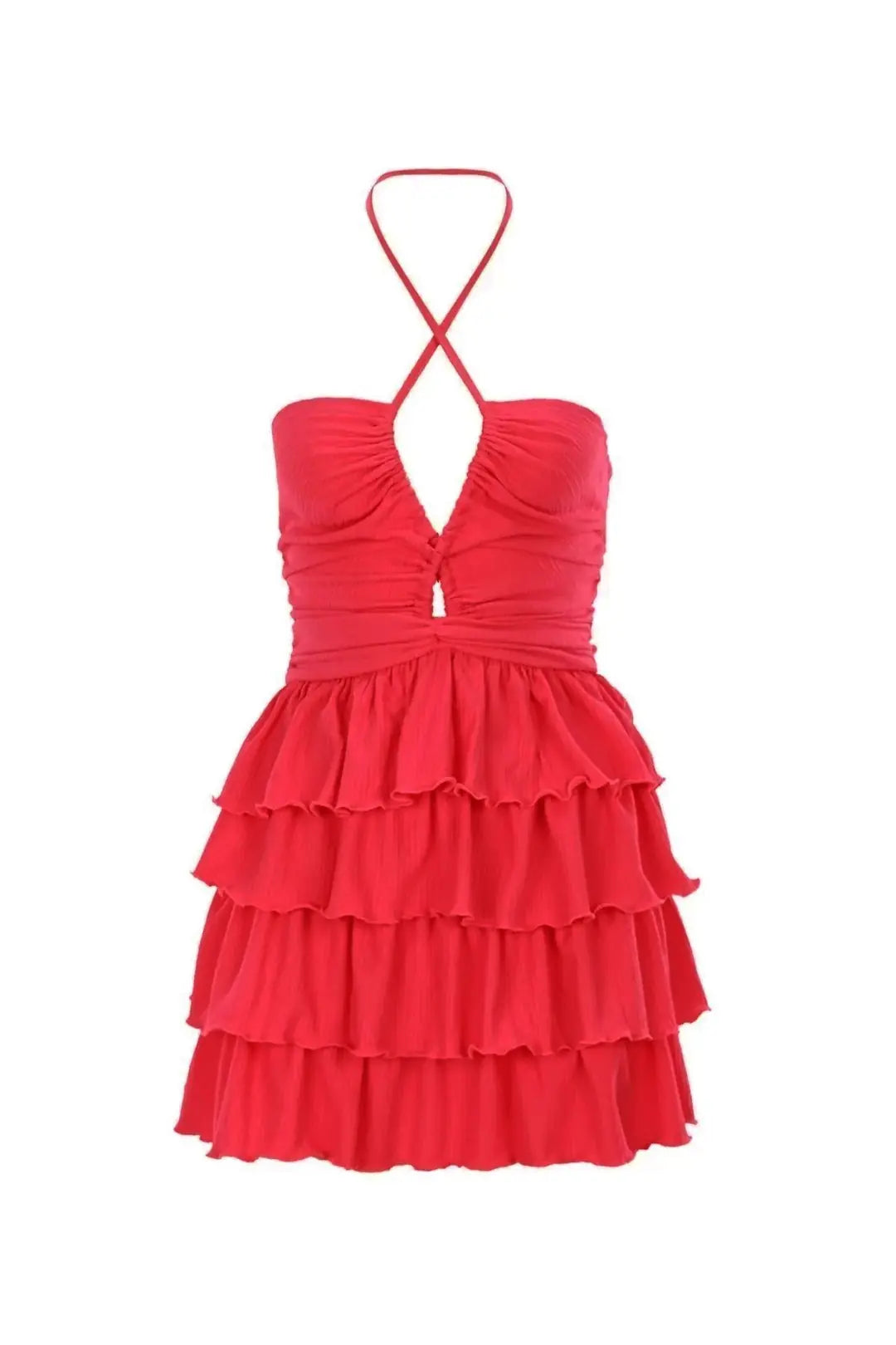 Daria Halter Neck Tiered Ruffle Dress - 2