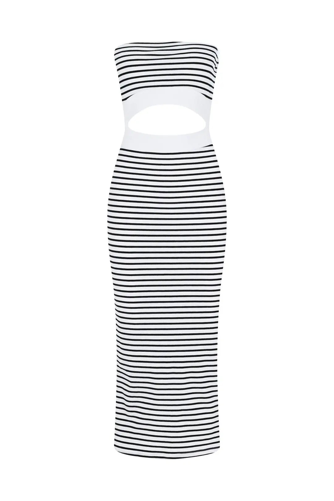 Love Stripes Ribbed Shaping Striped Strapless Dress