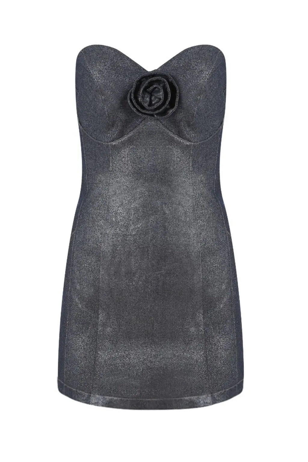Rapollo Denim Navy Foil Print Metallic Dress