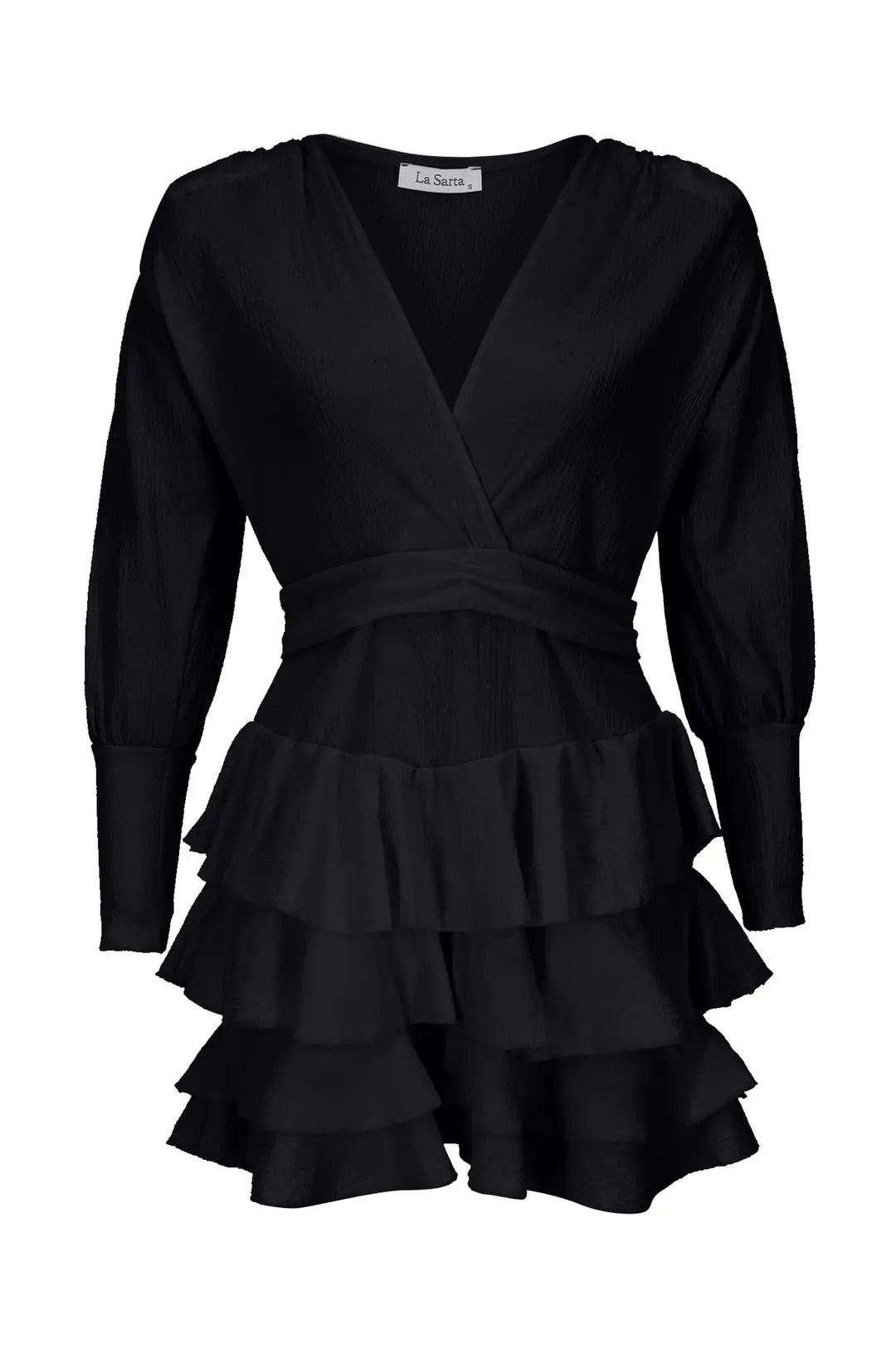 Ribera Tiered Ruffle Padded Shoulder Dress - 3