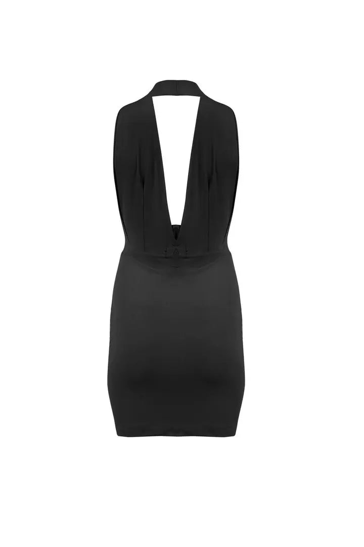 Morella Plunge Neck Open-Back Rose Detail Dress - 2
