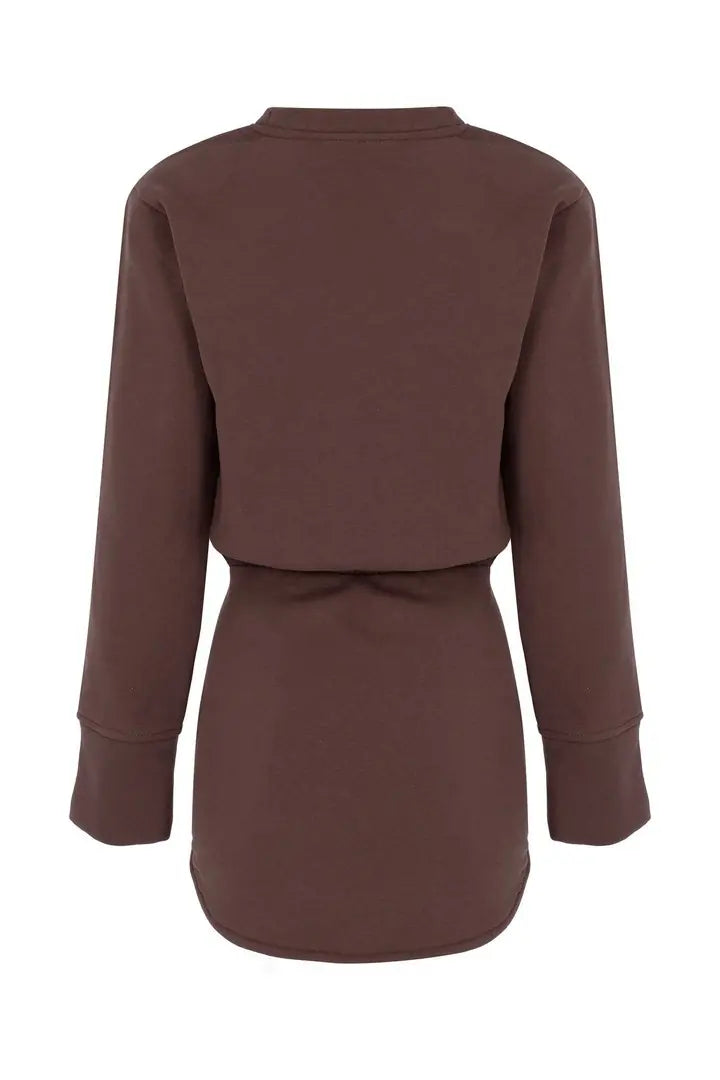 Luna Mini Slit Detail Long Sleeve Sweat Dress