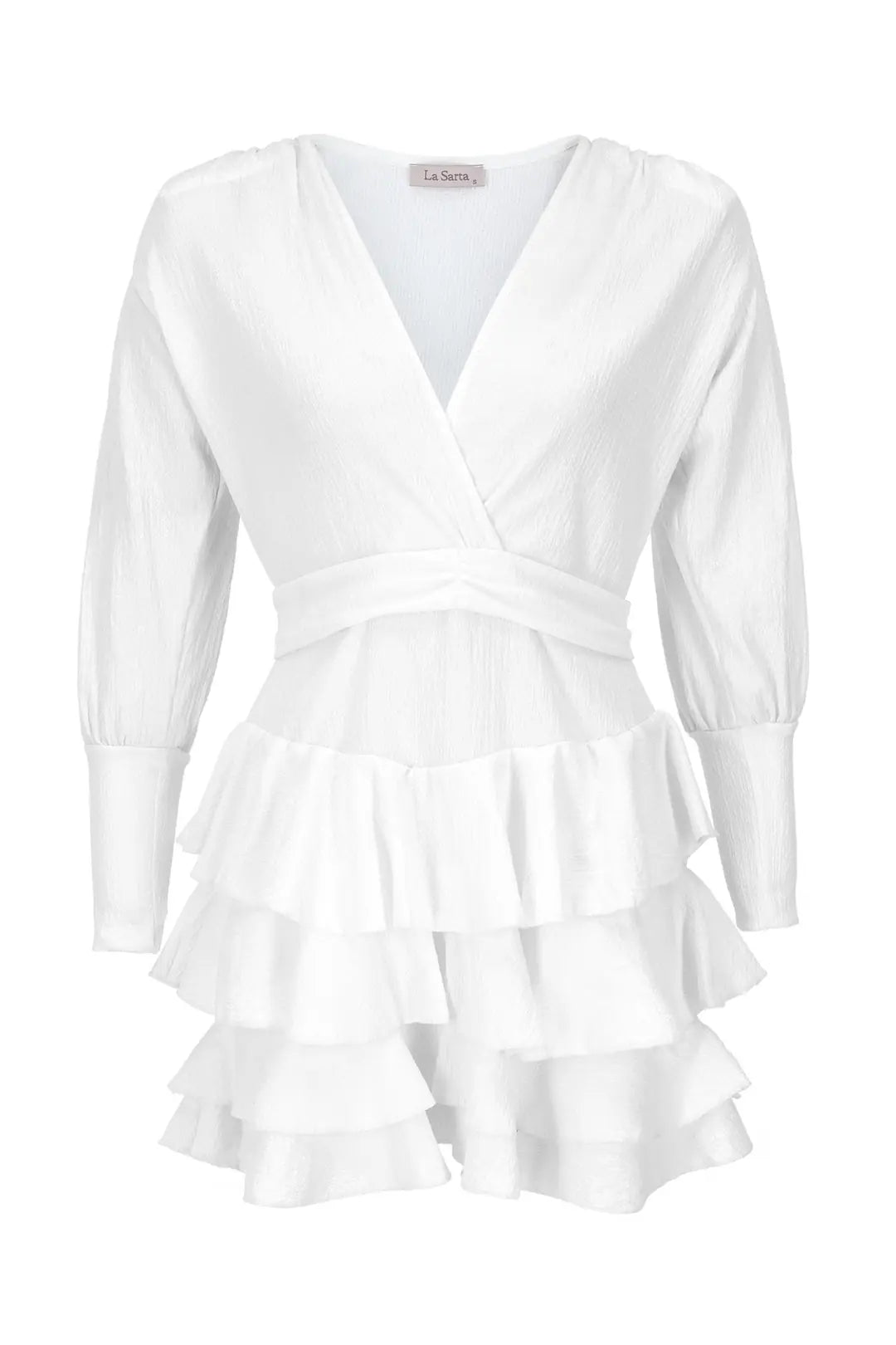 Ribera Tiered Ruffle Padded Shoulder Dress
