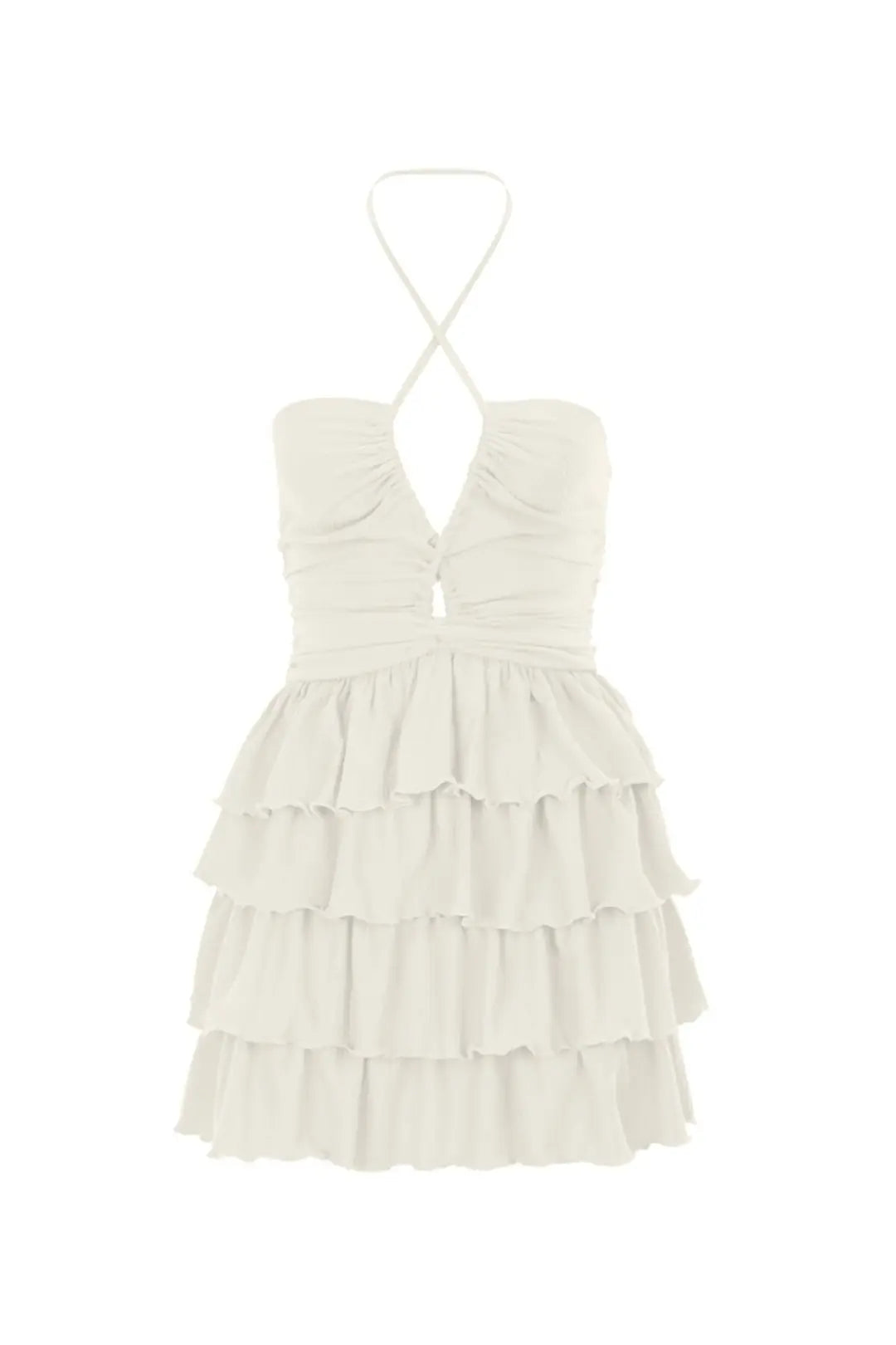 Daria Halter Neck Tiered Ruffle Dress