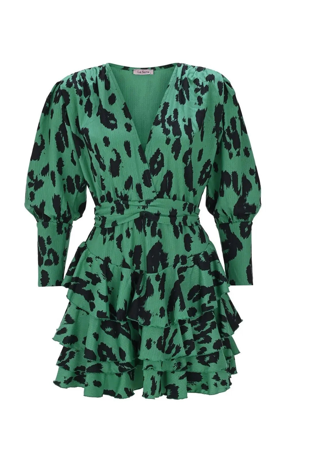 Ribera Tiered Ruffle Padded Shoulder Dress - 5