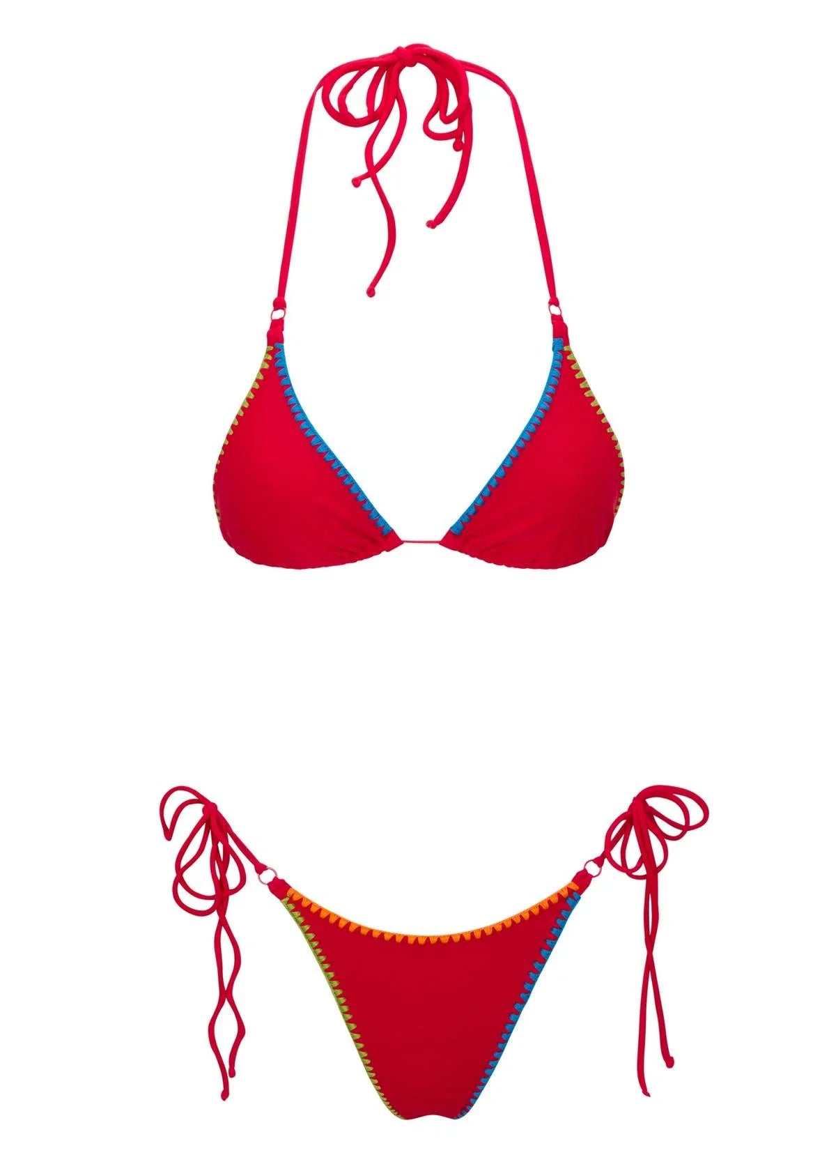 Deja Hand-Embroidered Bikini In Red