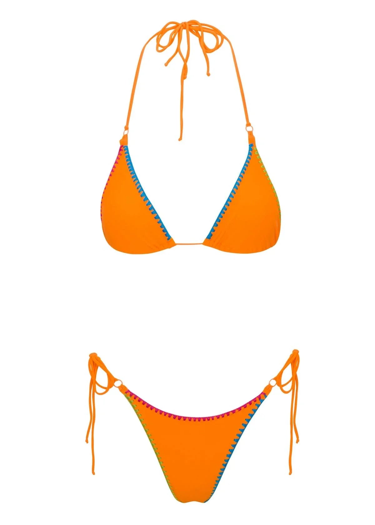 Deja Hand-Embroidered Bikini In Orange