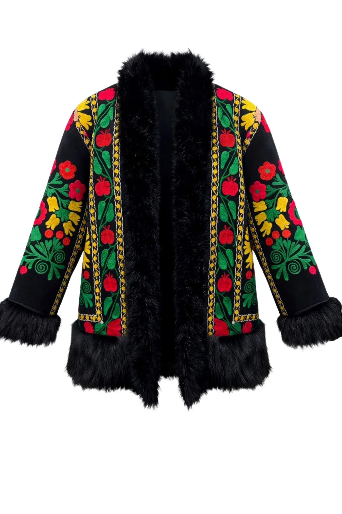 Alessi Floral Faux Fur Jacket