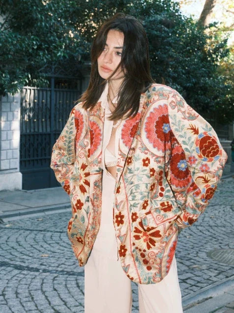 Suzani Ecru Silk Jacket