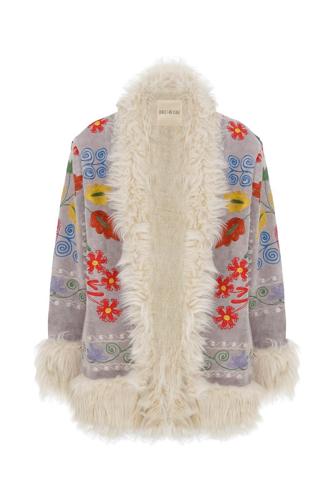 Alessi Floral Faux Fur Jacket
