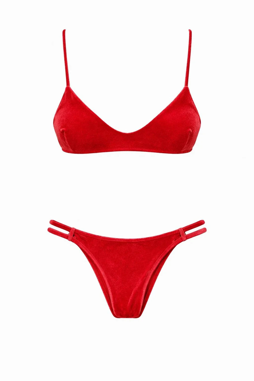 Velora Velvet Bikini In Ruby Red