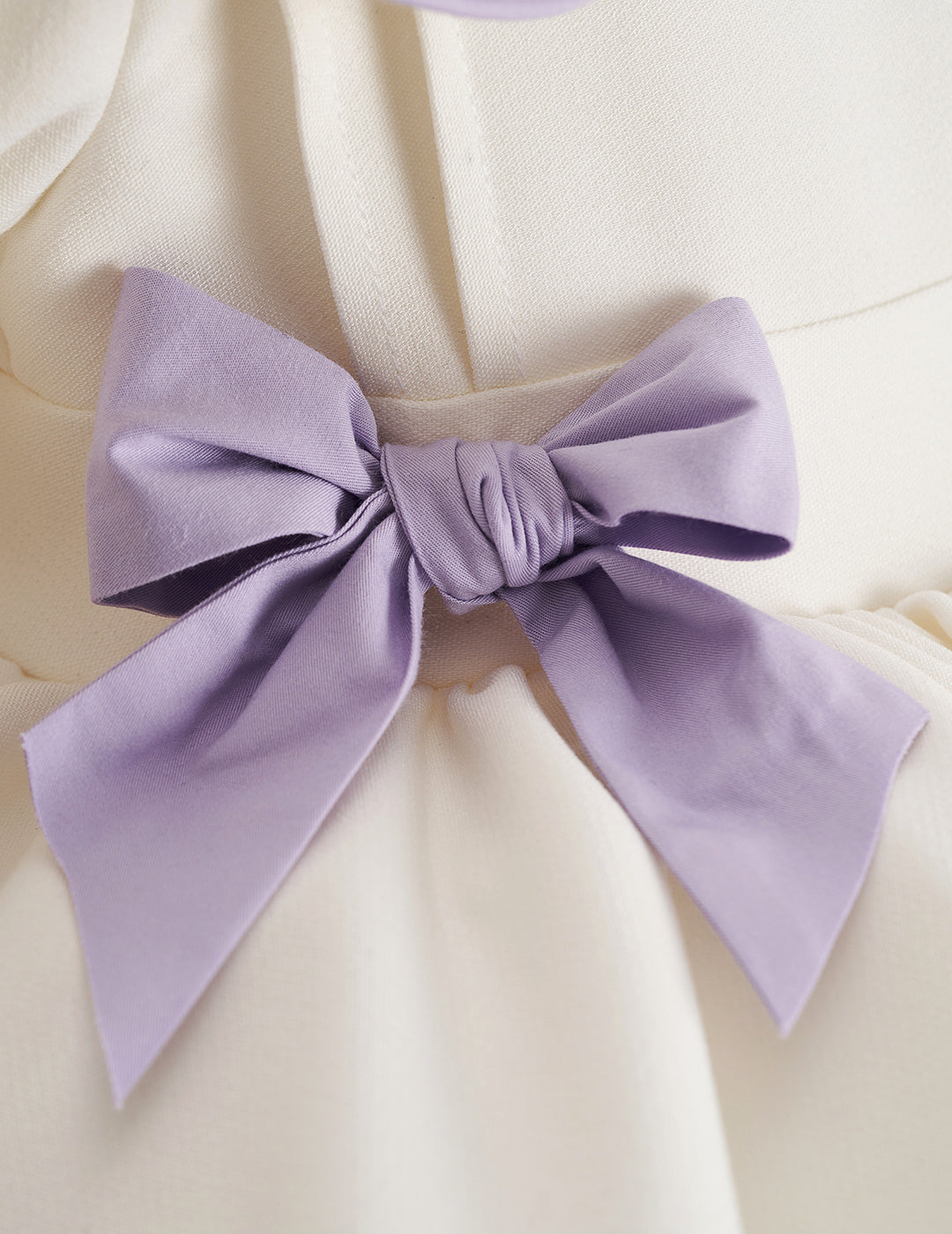 Lilac Detail Double Bow & Peter Pan Collar Embroidered Dress