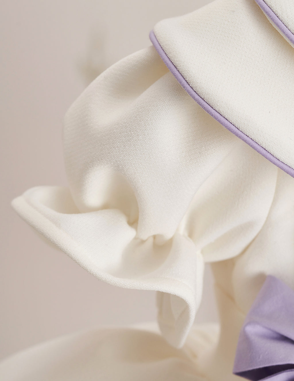 Lilac Detail Double Bow & Peter Pan Collar Embroidered Dress