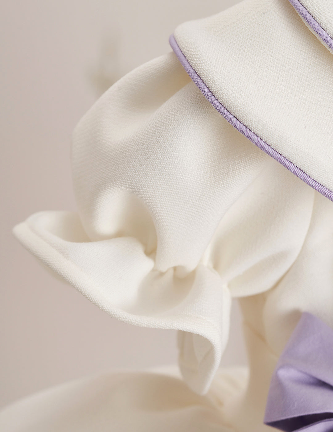 Lilac Detail Double Bow & Peter Pan Collar Embroidered Dress
