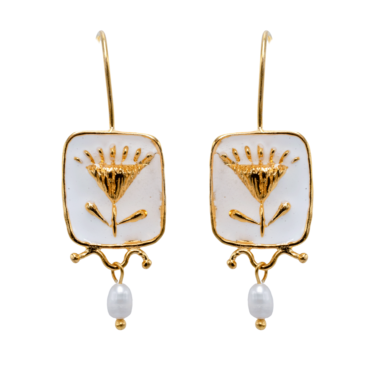 Lotus Earrings, White
